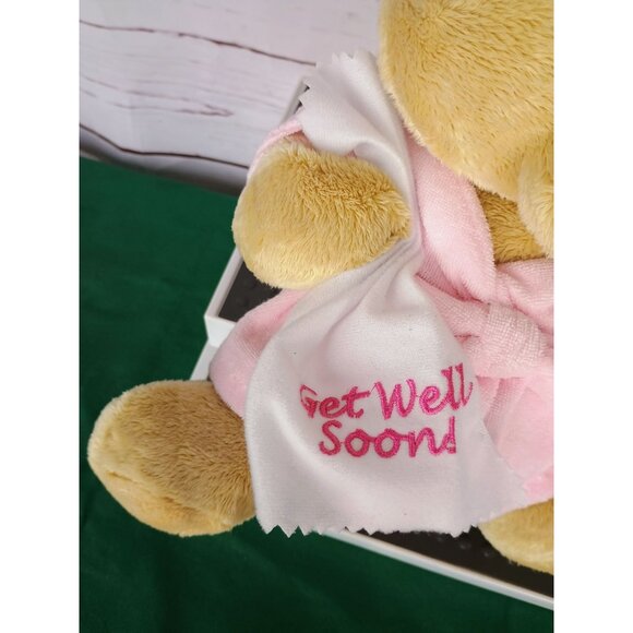 GANZ Get Well‎ Cuddle Bear Cream Color SOFT Bear holding Blanket in Robe - Picture 5 of 6